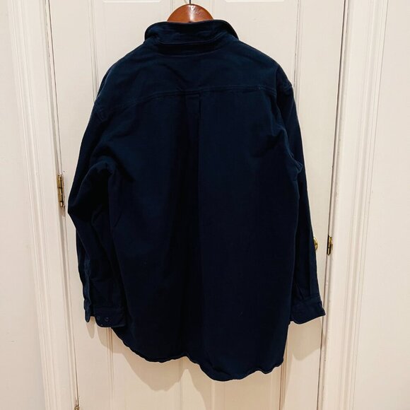 LL Bean Shirt Men 2XL Navy Heavy Chamois Work Overcoat Vintage XXL - Picture 5 of 16